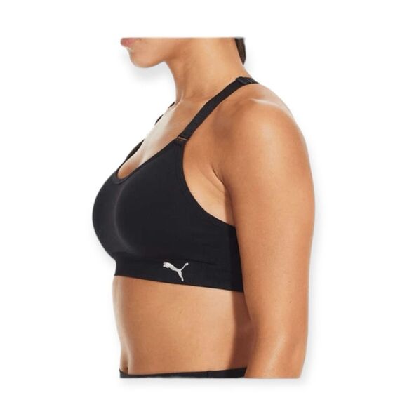 Puma Racerback Sports Bra Black Removable Cups Medium Impact L - Picture 2 of 6